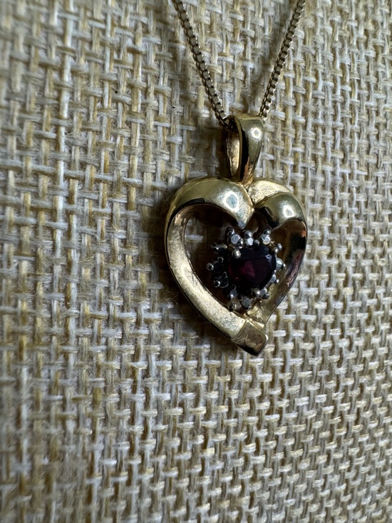 Gold Vermeil Heart Pendant Necklace with Ruby-Red Center FAS 925 Italy 18” - Picture 4 of 15